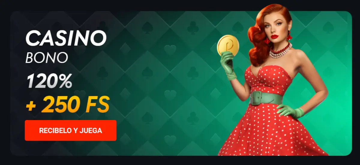 Casino Bono 120% + 250 FS Pin Up Casino Bono